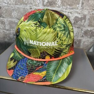 VTG Mens Hawaii Style Rope Hat/Cap Strap Back /Green Tropical Parrot w/CO. logo